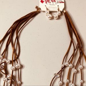 NWT 2 pc Faux Pearl Necklace and Earring Set